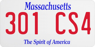 MA license plate 301CS4