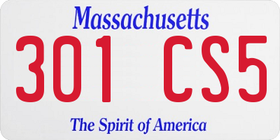 MA license plate 301CS5