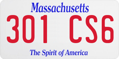 MA license plate 301CS6