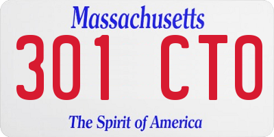 MA license plate 301CT0