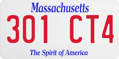 MA license plate 301CT4