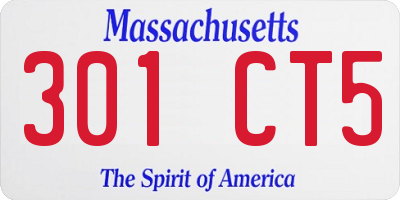 MA license plate 301CT5
