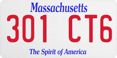 MA license plate 301CT6