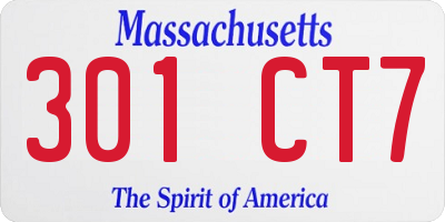 MA license plate 301CT7