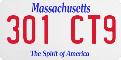 MA license plate 301CT9