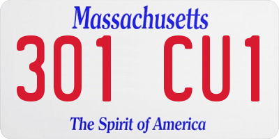 MA license plate 301CU1