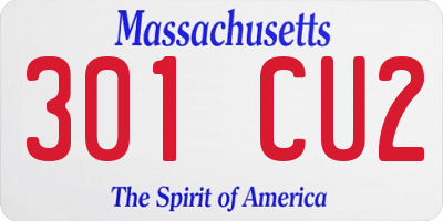MA license plate 301CU2