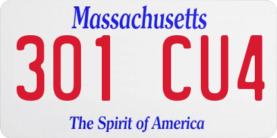 MA license plate 301CU4