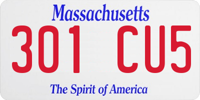 MA license plate 301CU5