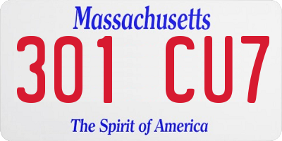 MA license plate 301CU7