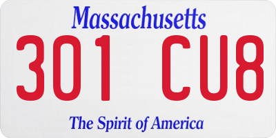 MA license plate 301CU8