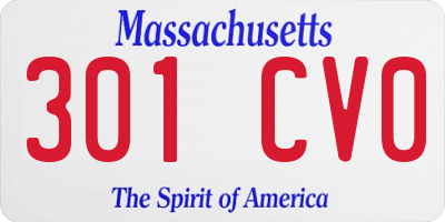 MA license plate 301CV0
