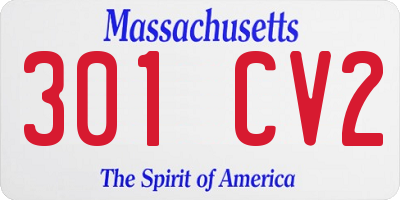 MA license plate 301CV2