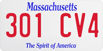 MA license plate 301CV4