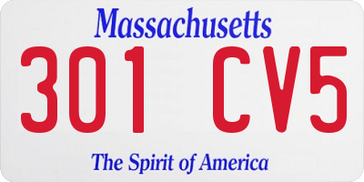 MA license plate 301CV5