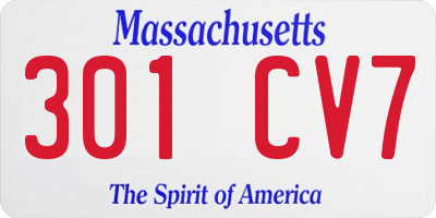 MA license plate 301CV7