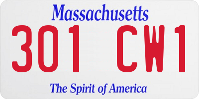 MA license plate 301CW1