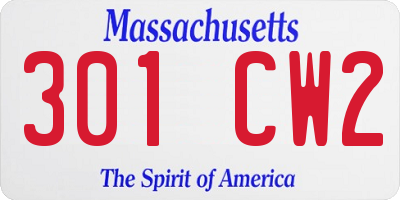 MA license plate 301CW2