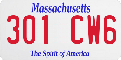 MA license plate 301CW6