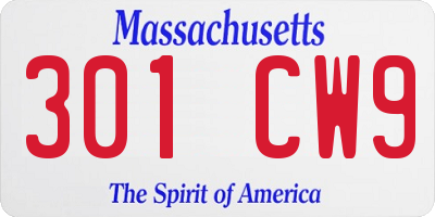 MA license plate 301CW9