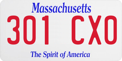 MA license plate 301CX0