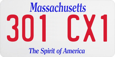 MA license plate 301CX1