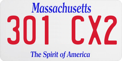 MA license plate 301CX2