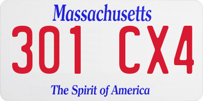 MA license plate 301CX4
