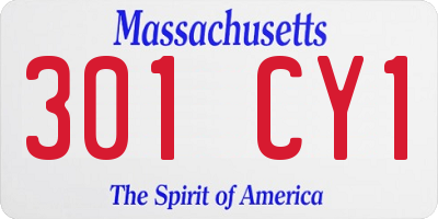 MA license plate 301CY1