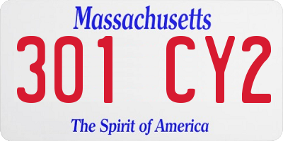 MA license plate 301CY2