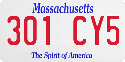 MA license plate 301CY5