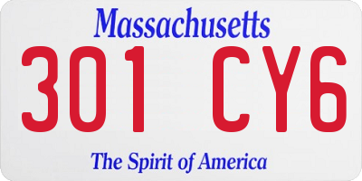 MA license plate 301CY6