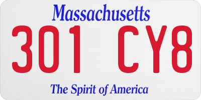 MA license plate 301CY8