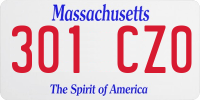 MA license plate 301CZ0