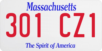 MA license plate 301CZ1