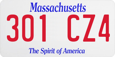 MA license plate 301CZ4