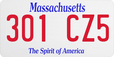 MA license plate 301CZ5