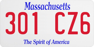 MA license plate 301CZ6