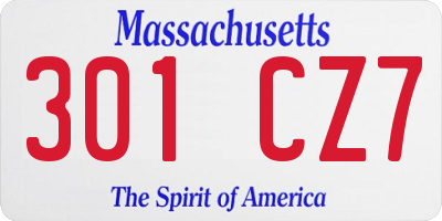 MA license plate 301CZ7