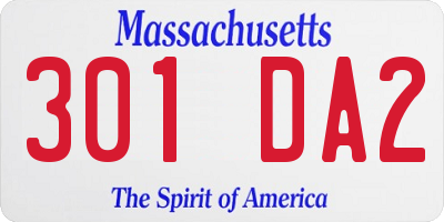 MA license plate 301DA2