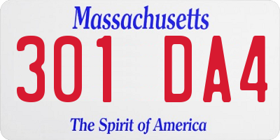 MA license plate 301DA4