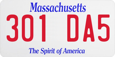 MA license plate 301DA5
