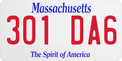 MA license plate 301DA6