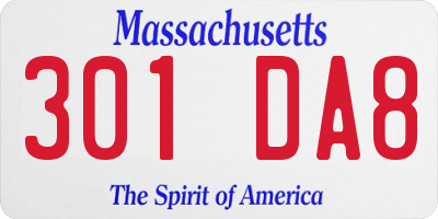 MA license plate 301DA8
