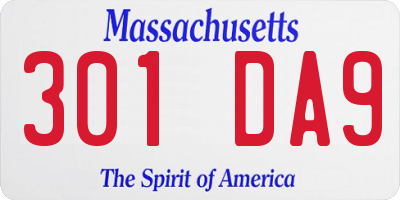 MA license plate 301DA9