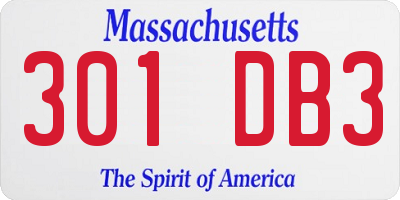 MA license plate 301DB3