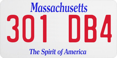 MA license plate 301DB4
