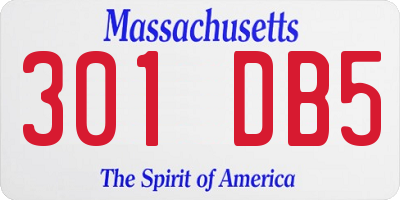 MA license plate 301DB5