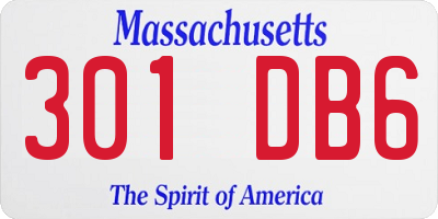 MA license plate 301DB6
