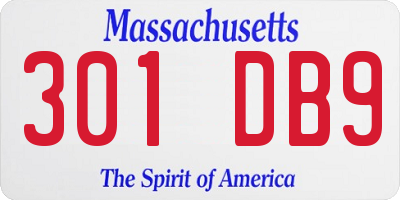 MA license plate 301DB9